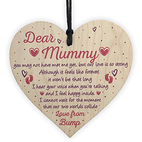 XLD Store Mummy to Be Gifts from Bump Baby Shower Baby Girl Boy Present Wooden Heart Keepsake
