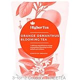 Orange Osmanthus Blooming Tea By Higher Tea (8 Blooms) Beautiful Hand Sewn Petals Unfurl To Deliver Delicious, Healthy Flowering Tea, Handmade Chinese Balls, Unique Gift Idea