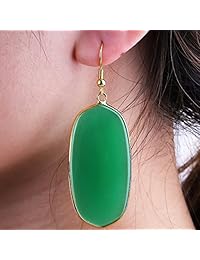 Sunyik aretes para mujer de piedra de cristal con lágrima oval