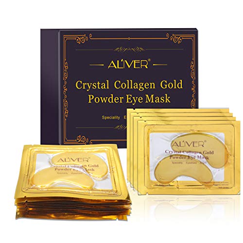 ALIVER 10pack Crystal 24K Gold Collagen Eye Mask Anti Aging, Wrinkles