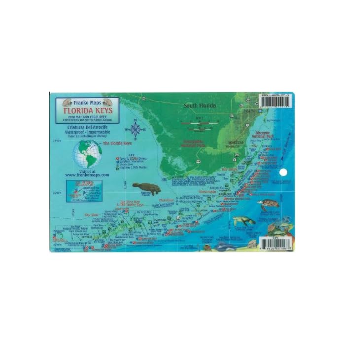 Buy Florida Keys Dive Map & Reef Creatures Guide Franko Maps Laminated