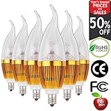 LEDMO LED Candelabra Bulbs, E12 3W Warm White Non-dimmable Gold (6 Pack)