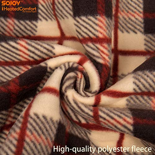 Sojoy 12V Heated Smart Multifunctional Travel Electric Blanket for Car, Truck, Boats or RV with High/Low Temp Control (60"x 40") (Checkered Cream & Tan)
