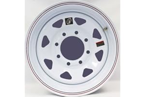 Southwest Wheel 16" x 6" White Spoke Trailer Wheel with Red & Blue Pin Stripe (8-6.5" Bolt Circle)