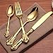 16-Piece Gold Flatware Silverware Set,Heavy Duty Stainless Steel Flatware Service for 4,Cutlery Include Knife/Fork/Spoon/Coffee Spoon,Mirror Polished, Dishwasher Safety