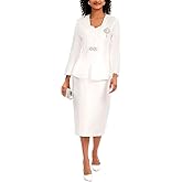 Women's 2 Piece Church Suits for Formal Occasion with Handmade Diamond Mother's Gift Church Set