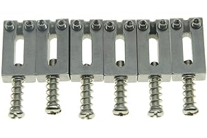 Dopro Pack of 6 Stainless Steel Guitar Saddles Bridge Saddle 10.5mm with Nickel Screws for Strat Tele 6 String Guitar