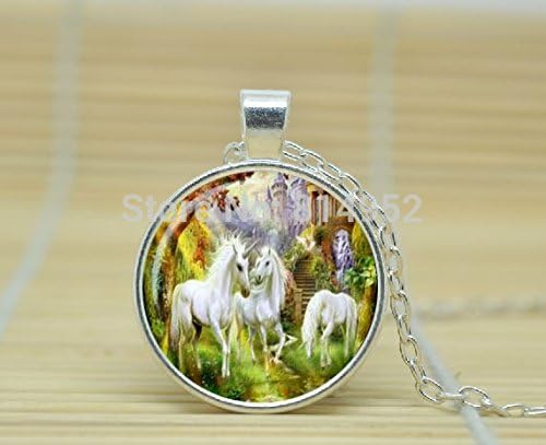 VintaStore Art Glass Necklace Unicorn Pendant Unicorn Necklace Unicorn Jewelry Fantasy Style Art Gift A2144