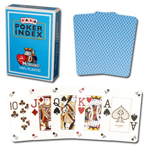 Modiano Poker Index 100% Plastic Playing Cards (Light Blue)