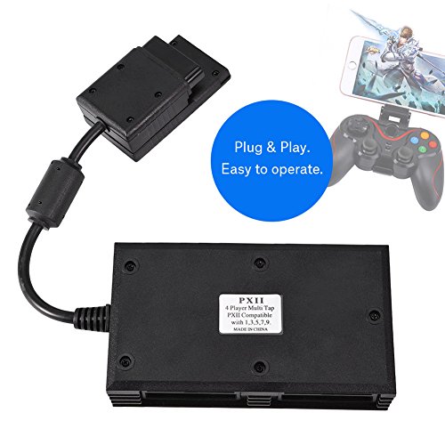 Tosuny 4 Player Multi Tap Controller Adapter Converter with 4 Memory Slots for Sony PS2 Console Game, Compatible with DDR (Dance Dance Revolution), Support Dual-Shock Function - Black - Thumbnail 3