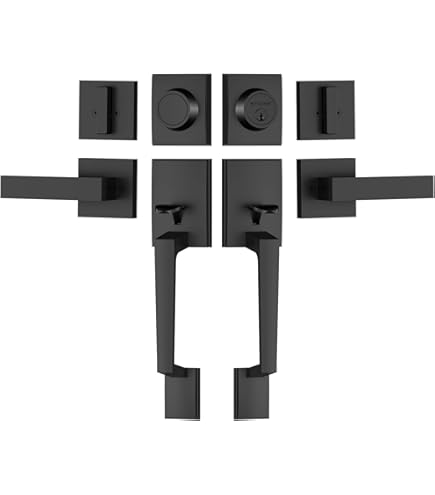 HISAFE Oil Rubbed Bronze Double Front Door Handle Set, Keyed