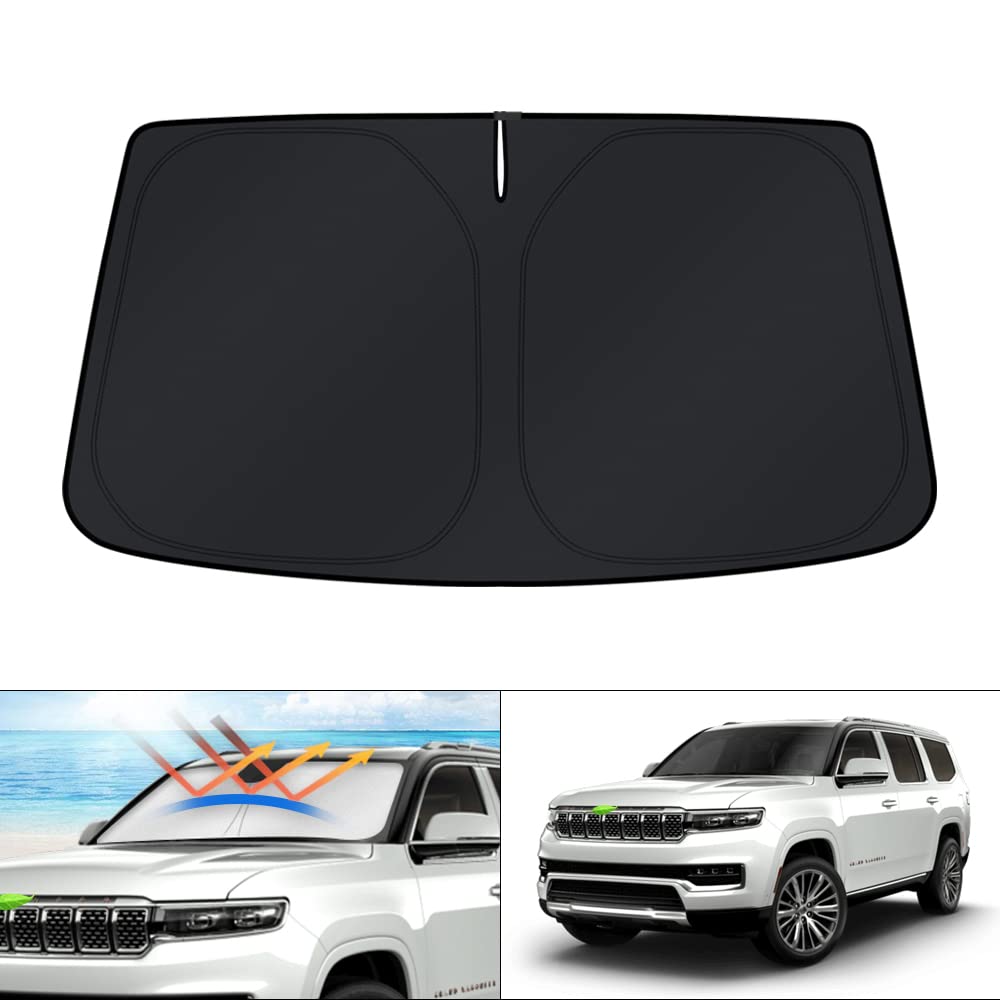 Photo 1 of KUST Windshield Sun Shade for Jeep Grand Wagoneer 2022-2024 2025 2026 (Not for Jeep Wagoneer) Sunshade Accessories Sun Protectors Foldable Blocks UV Rays Keep Car Cooler