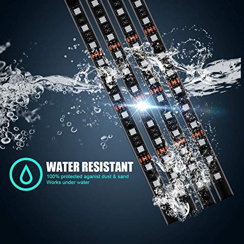 Interior Car Lights, YANF Car LED Strip Lights 4pcs 36 LED Under Dash Lighting Kit Multicolor Music Car Strip Light with Sound Sensor and Wireless Remote Control, DC 12V