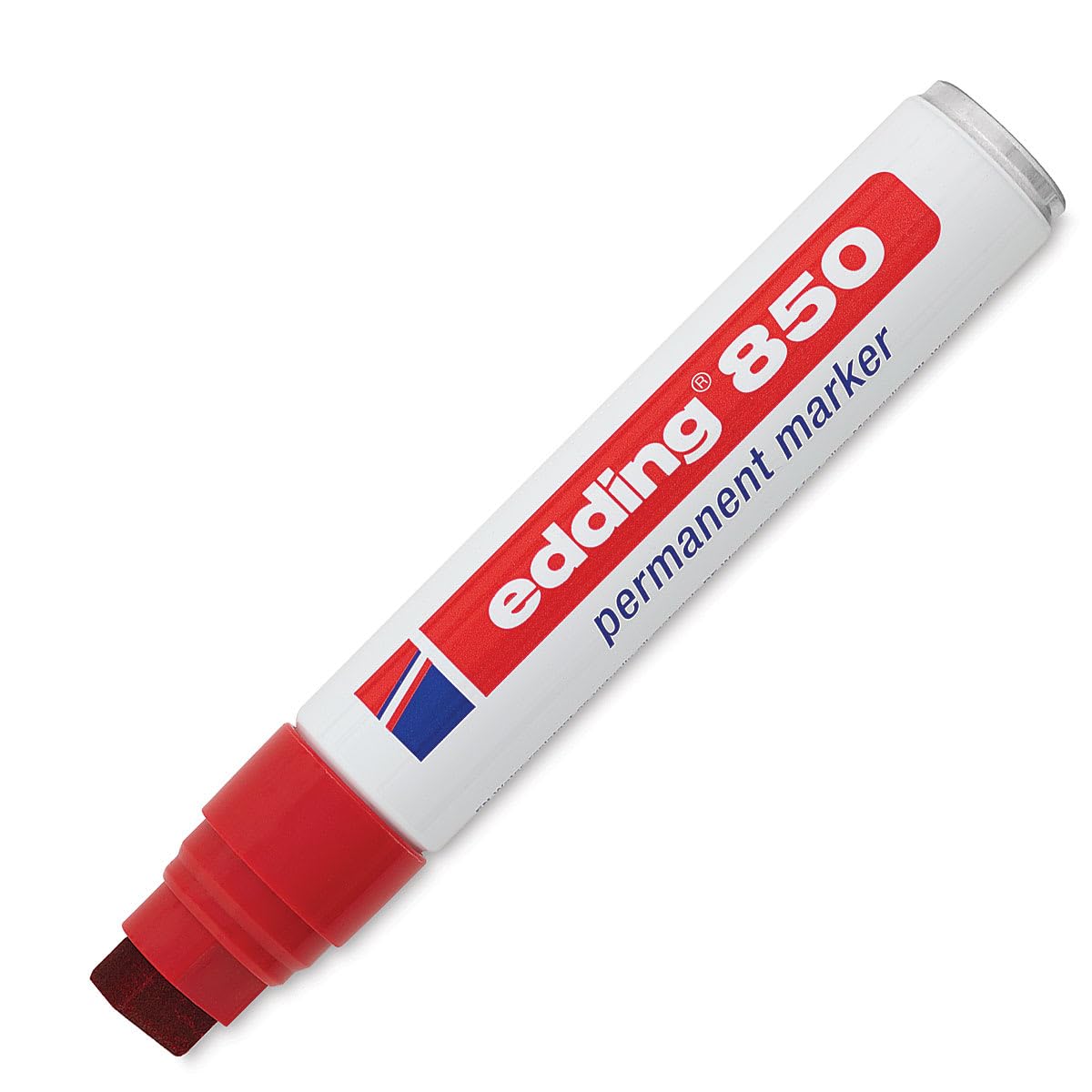 edding 850 Permanent Marker - Red - 1 Pen - Chisel Tip 5-15 mm - for Bold Markings - Waterproof, Quick-Drying, Smear-Proof Pens - for Cardboard, Plastic, Glass, Wood, Metal and Fabric