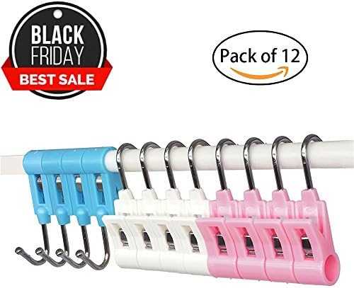 Versatile Swivel Laundry Hooks Pins Hold Hanging Portable Clever Hanger Clipes-12 Pack(0.5inc)