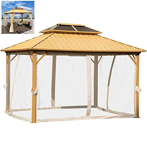 DNNAL Pavillon mit Seitenwänden, Außen Canopy Doppeldachgarten Pavillon Partyzelt für Außenhof Garden Villa (3,65 X 2,99…