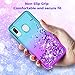 Wallme Samsung Galaxy A20 Case/A30 Phone Case W/Tempered Glass Screen Protector[2 Pack],Glitter Diamond Cute Hearts Flowing Sparkle Bling Bling Case for Girls/Women-Teal/Purple