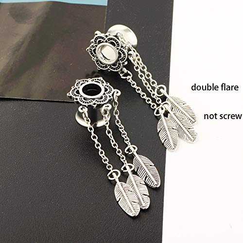 5 Pairs Stainless Steel Dangle Plugs for Women Rose Gold Hoop Double Flare Ear Tunnels Gauges Stretcher 00g Piercing Set (10mm=00g) - Thumbnail 5