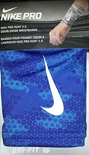 Nike Pro Hunt 2.0 Dri-Fit Doublewide Wristbands (Royal Blue/Camouflage)