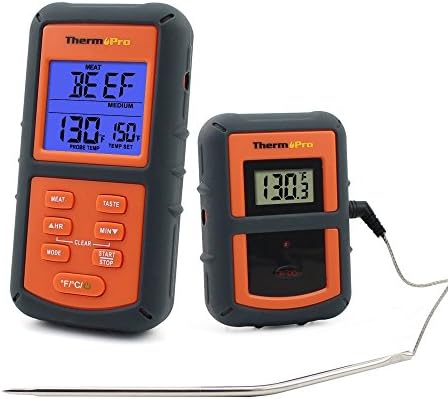 ThermoPro TP16 Large LCD Digital Cooking Kitchen Food Meat Thermometer for BBQ Grill Oven Smoker Built-in Clock Timer with Stainless Steel Probe