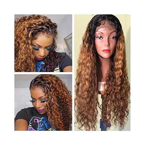 Ombre Brown Curly Wave Lace Front human Hair Wigs for Black  display picture 3