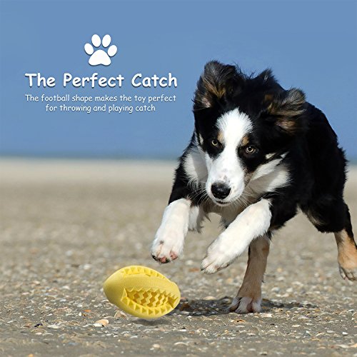 Fluffy Paws Soft Rubber Toy IQ Treat Chewing FeedBall for Dogs (Dental Treat and Bite Resistant) Durable Non-Toxic Strong Tooth Cleaning FootBall for Pet IQ Training/Chewing/Playing, Chew Toys,Yellow