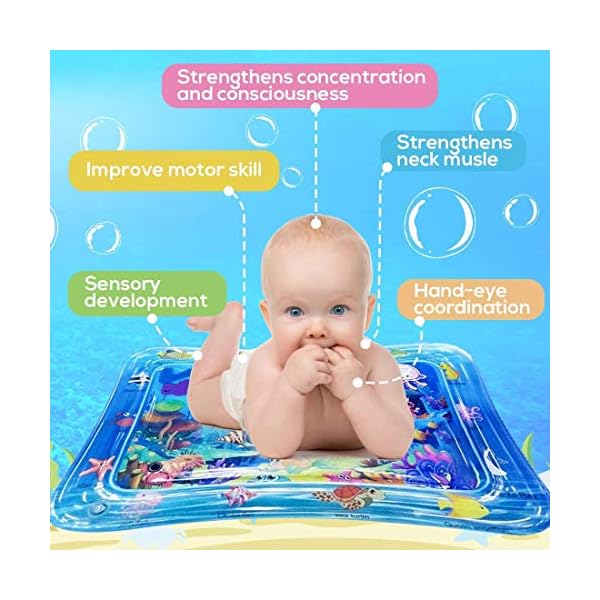 Wendergo Tummy Time Mat Inflatable Water Mat Baby Playmat Sensory Toy Early Development Activity Pad for Infants…
