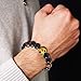 Merdia Men's Tiger Eye Stone Elastic Bead Bracelet with Loong Pattern