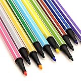 Reaeon Color Pens Watercolor Washable Art Markers Fine Tip Pen Set of 12 for Adult Coloring Books, Drawing and Fun