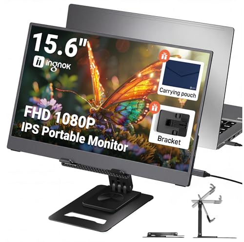Ingnok Tragbarer Monitor 15,6 Zoll FHD IPS, Portable Monitor für Laptop
