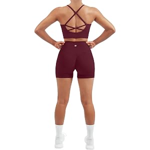 SUUKSESS Women Seamless Workout Sets Criss Cross Sports Bra Gym Outfits