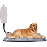 Homello Pet Heating Pad for Cats Dogs, Waterproof Electric Heating Mat Indoor, Adjustable Warming Mat, Pets Heated Bed with C