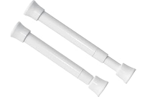 KXLife 2 Pack Smallest Spring Tension Curtain Rod 5.25 to 7.5 Inch Adjustable, Mini Thin Tension Rod No Drill for Narrow Window, Cupboard Dividers, White