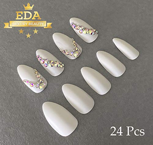 EDA LUXURY BEAUTY WHITE MATTE 3D LUXE CRYSTAL DESIGN Press On Nails Full Cover Acrylic Nail Kit Artificial Nail Tips False Nails Extra Long Oval Round Pointed Almond Stiletto Nail Art Fake Nails 2 EDA LUXURY BEAUTY WHITE MATTE 3D LUXE CRYSTAL DESIGN Press On Nails Full Cover Acrylic Nail Kit Artificial Nail Tips False Nails Extra Long Oval Round Pointed Almond Stiletto Nail Art Fake Nails