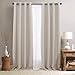 jinchan Linen Textured Curtains 84 Inch Length 2 Panels for Living Room Grommet Top Greyish Beige Room Darkening Drapes for Bedroom Thermal Insulated Window Curtain Set