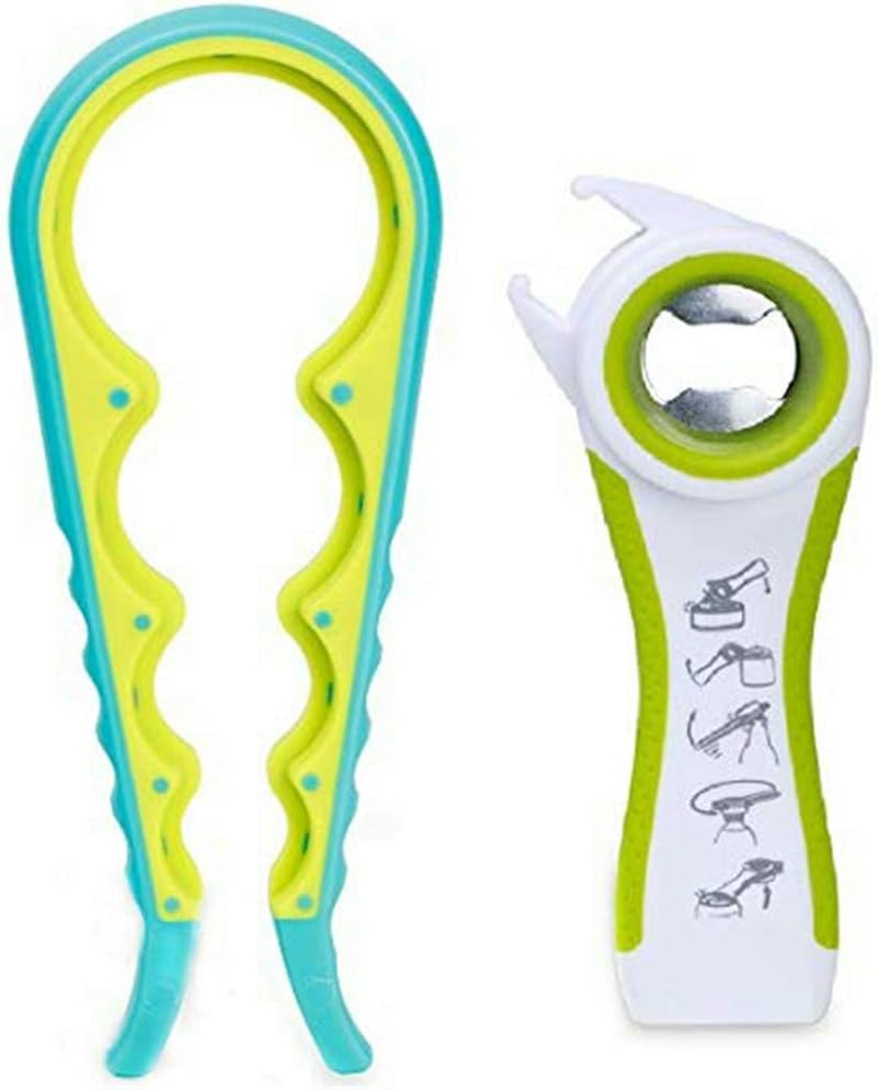 Premium All-in-one Multi-function Stainless Steel Blade Personalized Jar Opener for Various of Kitchen Cans, Bottles Pops-Jar Opener for Weak Hands and Seniors with Arthritis (Green)