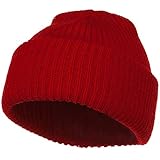 Solid Plain Watch Cap Beanie - Red