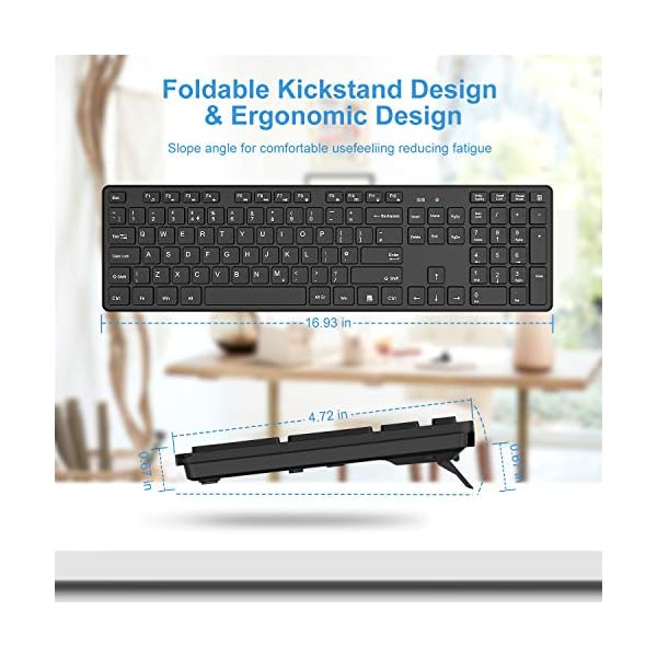 Wireless-Keyboard-and-Mouse-WisFox-24G-Slim-Ergonomic-Keyboard-and-Mouse-Set-with-One-USB-Receiver-Full-Size-Qwerty-Keyboard-Quiet-Computer-Mouse-for-WindowsLaptopPC Keyboard & Mouse Set, Wireless Keyboard and Mouse, WisFox 2.4Ghz Slim Ergonomic Keyboard and Mouse Combos with One USB…