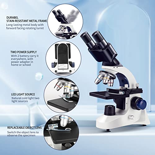 Compound Binocular Microscope Kids Adults 40X1000X Binocular