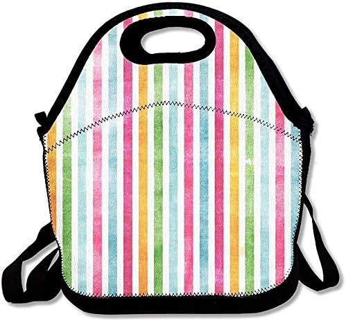 Starmiami Color Vertical Stripes Reusable Tote Lunch Bag Tote Handbag Lunch Boxes For Adults, Kids, Girls, And Women