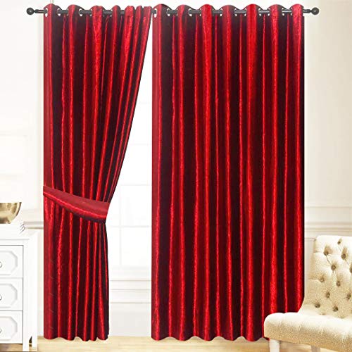 90 X 72 Gold Curtains Eyelet Ring Top Crushed Velvet Fully Lined