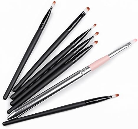 AIRCLE 7 Pcs Lip Brushes, Travel Lip Makeup Brushes Set with Retractable Hair Brush, Non- disposable Lip Brush &amp; Professional Lipstick Brush Pen with Cap for Beauty Lip-gloss Maker Black