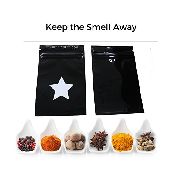 Premium-Smell-Proof-Bags-25-Pack-of-Small-Bags-By-Nordic-Grinders-Leak-Proof-Reusable-Odor-resistant-Keep-the-smell-of-spices-and-herbs-away-4×6-Inches Premium-Smell-Proof-Bags-25-Pack-of-Small-Bags-By-Nordic-Grinders-Leak-Proof-Reusable-Odor-resistant-Keep-the-smell-of-spices-and-herbs-away-4×6-Inches