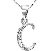 Aurora Tears Letter Necklace Initial 925 Sterling Silver Alphabet Pendant Crystal Name Gift Women Cubic Zirconia Jewelry