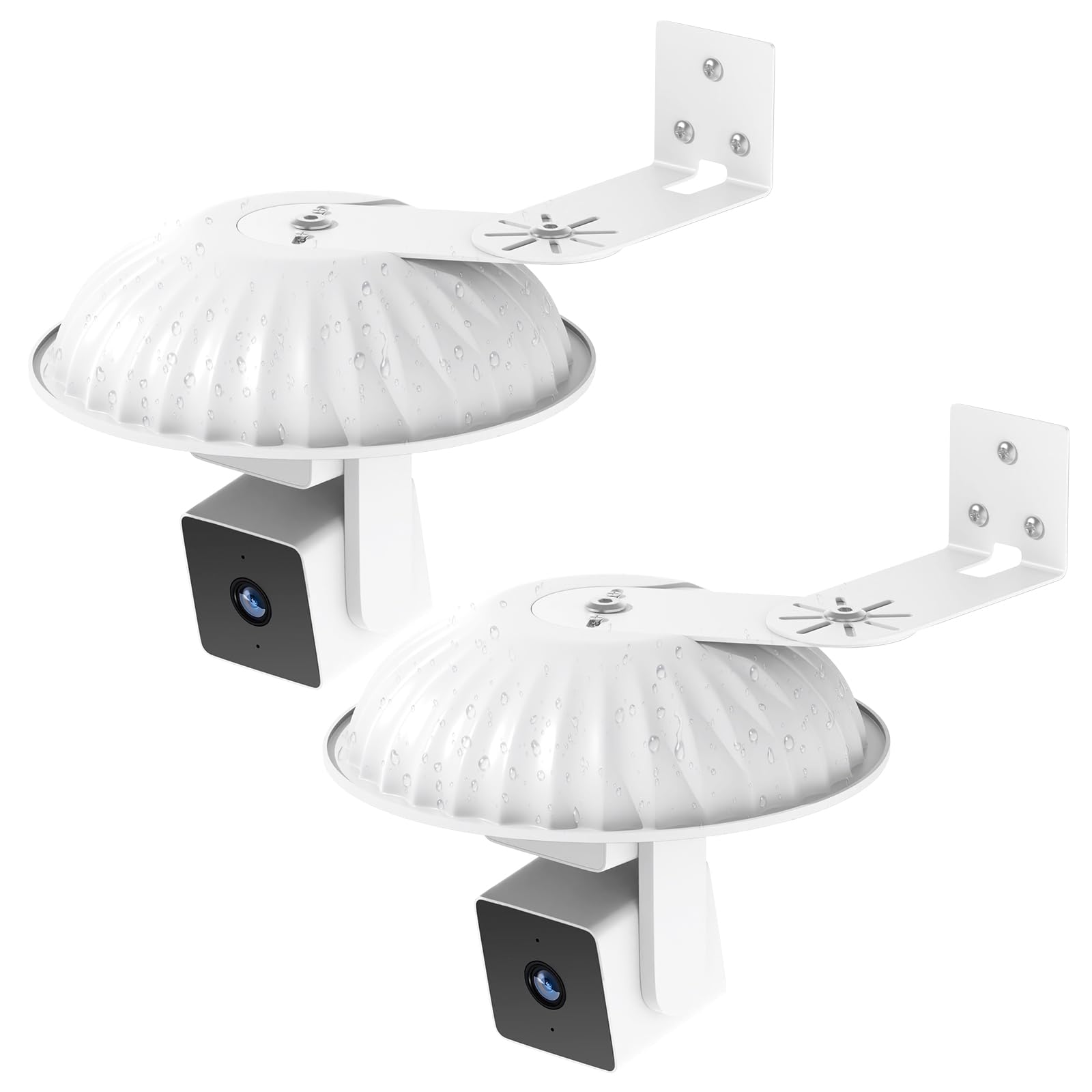 Photo 1 of 2 Pack Wall Mount with Rain Cover for WYZE Cam Pan V3/V2, Weatherproof Sun Shade and Outside Metal Corner Mount, Reduce Blind Spots for Outdoor Use