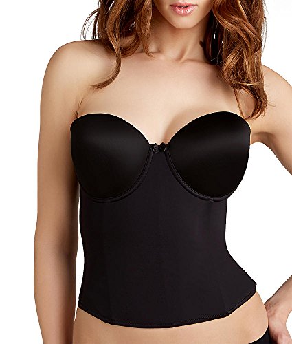 Va Bien Low Back Strapless Bustier, 34E, Black