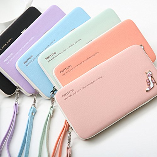 image for Black Phone Wallet Case,Sunroyal Multi-purpose Long Style PU Leather C