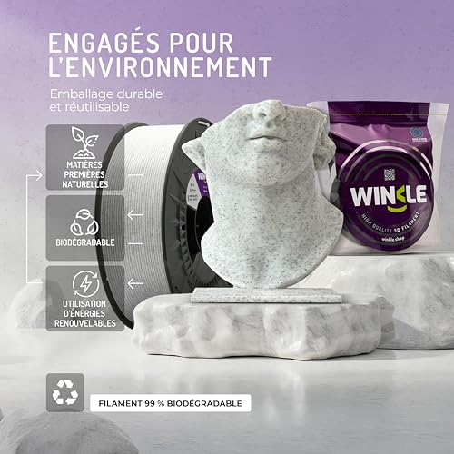 WINKLE PLA HD Textured Filament 1.75mm Marble for 3D Printing, 1kg Spool, 3D Printer Filament, 3D Printing Materials, Dimensional Accuracy +/- 0.05mm, Easy to Print