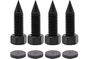 Flushbay 4 Pack Speaker Spikes Floor Protectors Adjustable Speaker Isolation Spikes M10 Black for Subwoofer CD DVD Player Turntable Recorder Chassis with Speaker Isolation Feet Pad (M10)