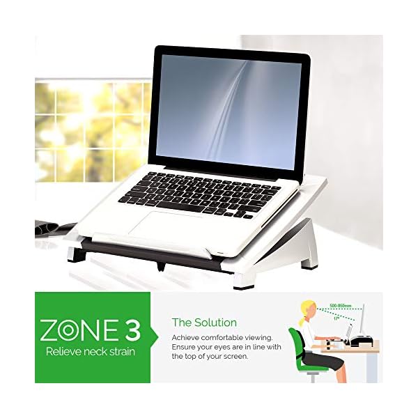 Fellowes-Office-Suites-Portable-Laptop-Stand-for-Desk-BlackSilver Fellowes Office Suites Laptop Stand for Desk 6 Height Adjustable Portable Laptop Riser for the Home and Office - Max…